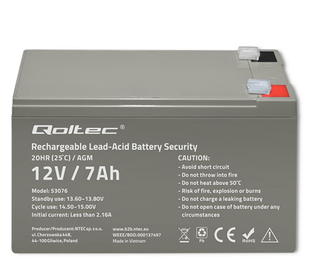 Qoltec Akumulator AGM 12V 7Ah - 1238932 - zdjęcie 2